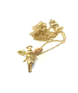 10k Rose and Yellow Gold Angel Pendant on Fine Rope Chain - $2,273.98 MXN