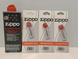 Genuine Zippo 4oz 118ml Fuel Fluid for All Zippo Lighters + 18 Flints New - $14.84