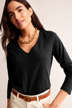 Black Solid Color V Neck Long Sleeve Stretchy Top - $11.09