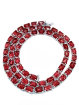 Rot Granat Tennis Kette Silber 925 Halskette Januar Herren - $395.42+