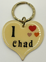 Vintage &quot;I Love Chad&quot; Heart Shaped Enamel Keychain SKU B-13 - $14.99