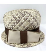 Vintage Union Made Women&#39;s Straw Hat Ivory, Beige, Brown - $529.91 MXN