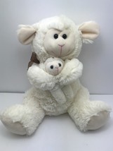 Animal Adventure Cream White Lamb Sheep Holding Baby Plush 12&quot;  - £17.08 GBP