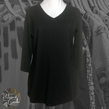 Belle by Kim Gravel Womens Black Knit 3/4 Sleeves V Neck Tunic Top Shirt... - £23.52 GBP