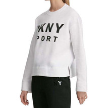 DKNY Womens Lacquer Logo Fleece Top Size Medium Color White/Black - £44.96 GBP