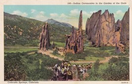 Indian Ceremonies Garden of the Gods Colorado Springs CO 1950 Postcard C55 - £2.34 GBP