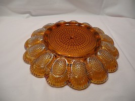 Indiana Glass iridescent gold carnival glass 11&quot; deviled egg relish plate #1213 - £17.40 GBP