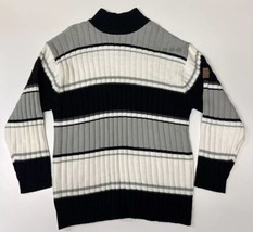 Vintage South Pole Sweater Turtleneck XL Black &amp; Grey Chenille Men&#39;s Cable knit - £38.83 GBP