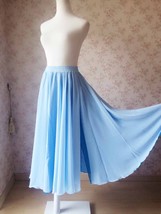 Two Blue Colors Chiffon Long Split Skirt Women Custom Plus Size Beach Skirt