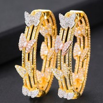Luxury Butterfly Cubic Zircon Statement Big Hoop Earrings For Women Wedding DUBA - £42.69 GBP