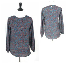 Veronica M Peacock Feather Print Blouse Art To Wear Colorful Top Women&#39;s... - £10.10 GBP