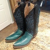 Nocona Blue Snakeskin Leather Western Cowgirl Boots Style 7052 Womens Si... - $74.25