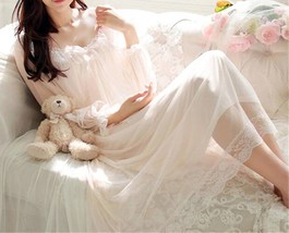 Vintage Beautiful Cotton Victorian Lace Nightgown|Edwardian Bridal Night... - £111.95 GBP