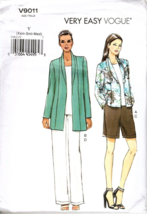 Vogue V9011 Misses Jacket Pants and Shorts Size XS to M Uncut Sewing Pattern - £12.34 GBP