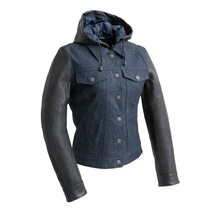 Women&#39;s Jacket HOLLI Denim/Leather Motorcycle Apparel by FirstMFG - £188.32 GBP