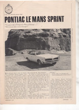 1967  PONTIAC LE MANS LEMANS SPRINT ROAD TEST AD - $9.99