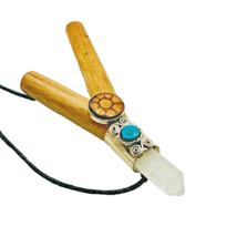 Kuripe Pipe with Aya Vine, Chrysocolla and Clear Quartz | Palo Santo Wood - €27,05 EUR