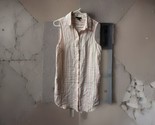 Saks Fifh Avenue Button Up Sleeveless Linen Dress Womens Size Medium Pin... - $22.65