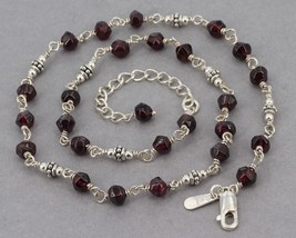 Vintage Silpada Dainty Sterling Faceted Garnet Bead Necklace N1053 16&quot;-18&quot; Long - £23.91 GBP