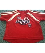 Adidas Boys Soccer Short Sleeve Jersey Shirt Red White Blue 9 Months - $7.32 CAD