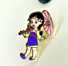 Walt Disney Pin - Young Mulan Little Girl with Parisol - Cloisonne Gold ... - £4.11 GBP