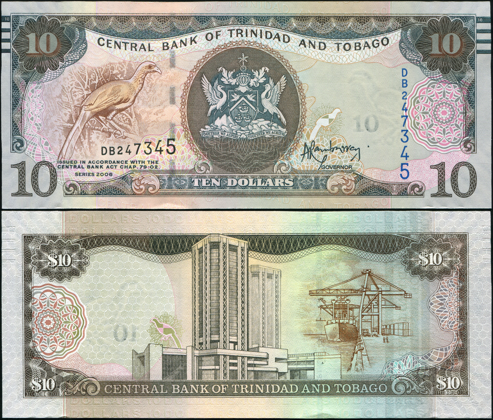 Trinidad and Tobago. Banknote 10 dollars. 2006 (2015). Unc. Paper. Cat# P.57a