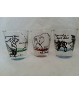 3 Shot Glasses 1 and half Ounce Comedy Colored Heavy Bottom Golf plus - $12.99