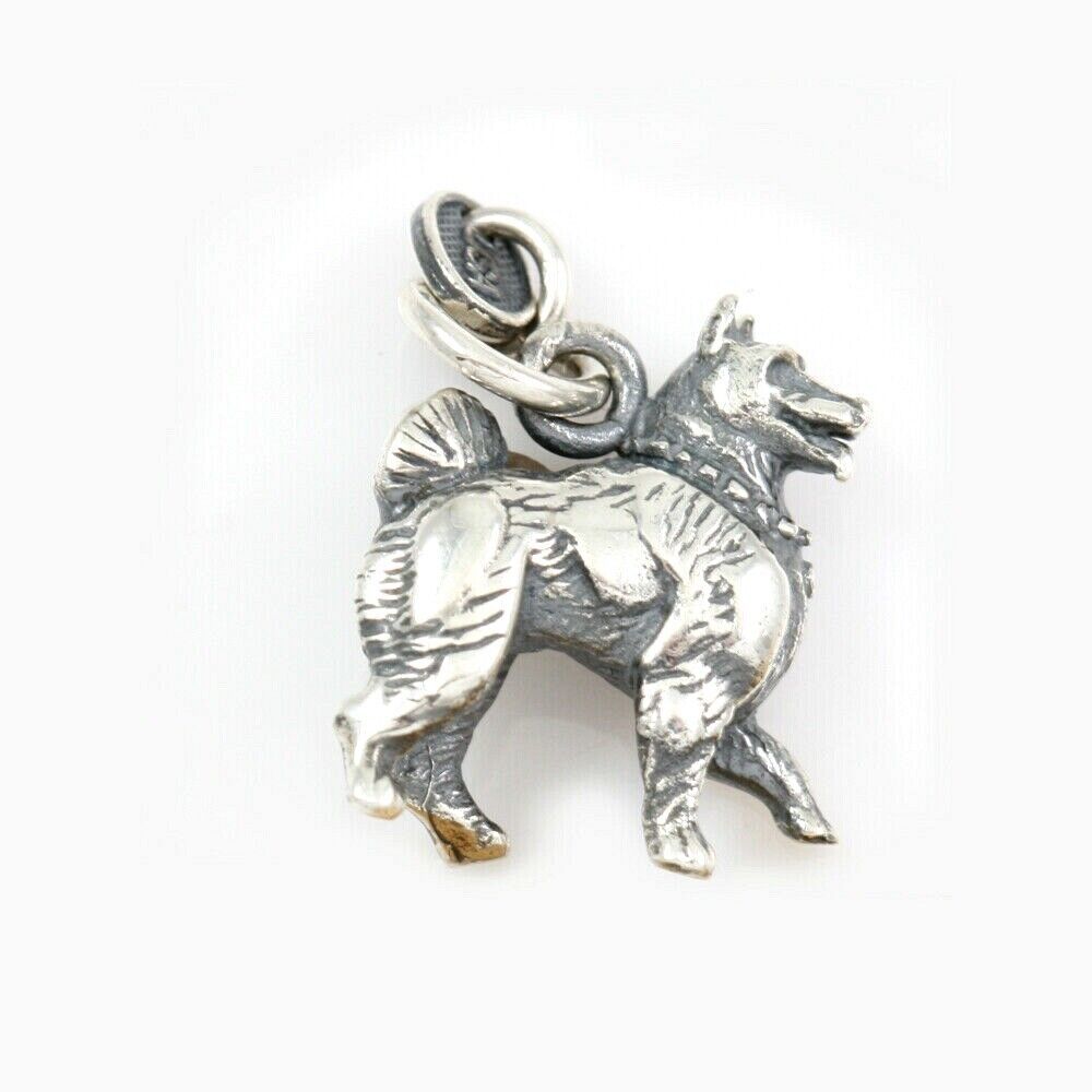 Siberian Husky Dog Charm 3-d Solid Sterling Silver - $50.21