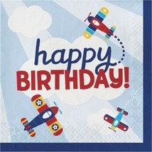 Lil Flyer Airplane Happy Birthday Lunch Napkins Paper 16 Pack Planes Tableware - $15.99