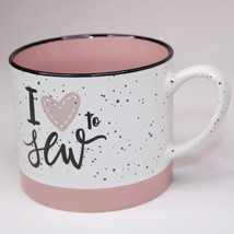 I Love To Sew Coffee Mug Tea Cup Pink White &amp; Black In Color Medium Size Mug Cup - £8.98 GBP