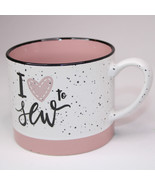 I Love To Sew Coffee Mug Tea Cup Pink White &amp; Black In Color Medium Size... - £8.97 GBP