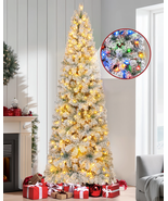 6Ft Pre-Lit Artificial Pencil Christmas Tree with 250 Multicolor LED Lig... - $129.78 CAD
