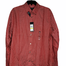 New Van Heusen Dress Shirt Size Medium 15-15.5 Red Check Button Front Mens - $15.32