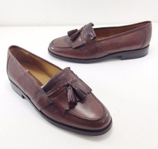 Johnston &amp; Murphy 10.5 M Brown Leather Kiltie Tassel Loafers Handcrafted - £45.08 GBP