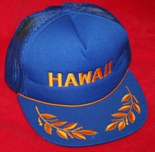 Vintage 80s HAWAII Blue Embroidered Mesh Snapback Trucker HAT CAP Vtg - £15.50 GBP