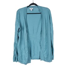 Ann Taylor Loft Cardigan Sweater XL Womens Pima Cotton Open Blue Front Long Slee - $17.68