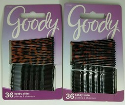 Goody Hair Bobby Pins/Slides 36 ct Lot of 2 #07087 Black &amp; Tortoise Brown - £7.86 GBP
