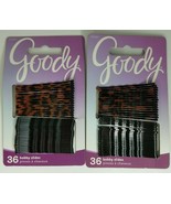 Goody Hair Bobby Pins/Slides 36 ct Lot of 2 #07087 Black &amp; Tortoise Brown - £7.85 GBP