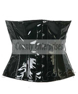Cincher Shaper Taillen Waspie Full Steel Boned Waistbust Black PVC Vinyl... - $54.98