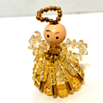Vintage Handmade Miniature Beaded Safety Pin Angel Christmas Ornament 2&quot; Tall - £12.40 GBP