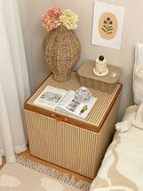Vintage Storage Box with Lid  Large Cherry Finish Woven Organizer Baske... - $449.00