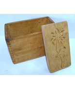 Vintage Primitive Rectangular Wooden Butter Floral Mold With Dovetailed ... - £20.97 GBP