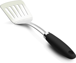 Brushed Slotted Stainless Steel Turner, Non-Slip Spatula with Ergonomic Handle - £11.31 GBP