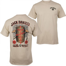 Jack Daniel&#39;s Whisky Barrel Front and Back Print T-Shirt Beige - £37.00 GBP+