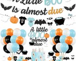 Blue Halloween Baby Shower Decorations, A Little Boo Is Almost Due Banne... - $33.99