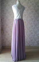 Rustic Wedding Lavender Maxi Chiffon Skirt Lace Top 2-Piece Bridesmaid Dresses image 4