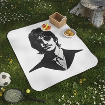 Beatles Legend Ringo Starr Black and White Portrait Custom Soft Polyester Fleece - £49.22 GBP