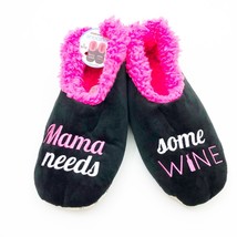 Snoozies Women&#39;s Mama Needs Some Wine Non Skid Soles Large 9/10 Black - £9.72 GBP