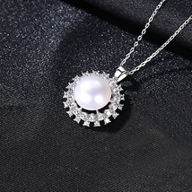 S925 Silver Pendant Necklace Vintage Necklace Women&#39;s Clavicle Chain Freshwater  - £24.78 GBP