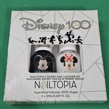 Nailtopia Mickey &amp; Minnie Mouse Nail Polish Disney 100 Set New Black &amp; W... - £7.36 GBP